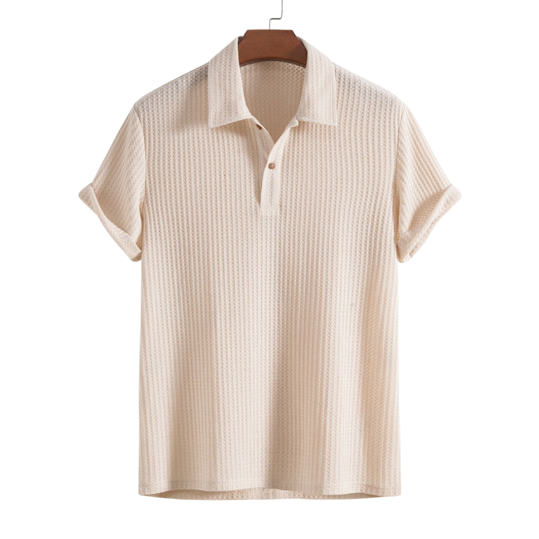 Strick-Poloshirt mit Waffelstruktur