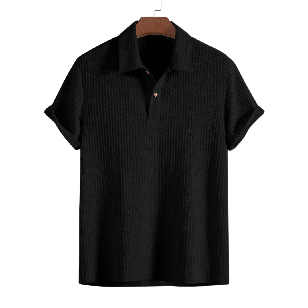 Strick-Poloshirt mit Waffelstruktur