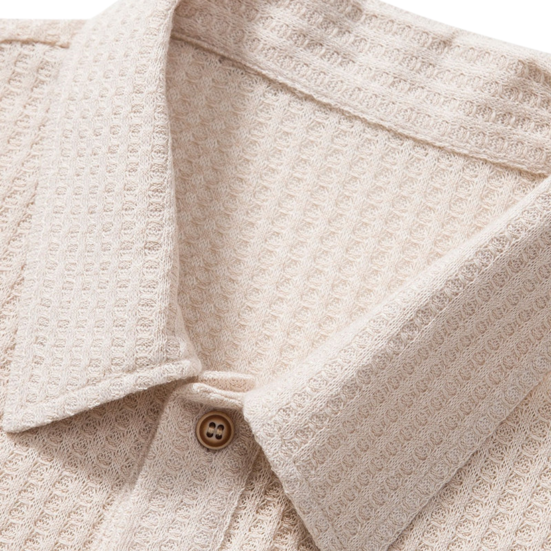 Strick-Poloshirt mit Waffelstruktur
