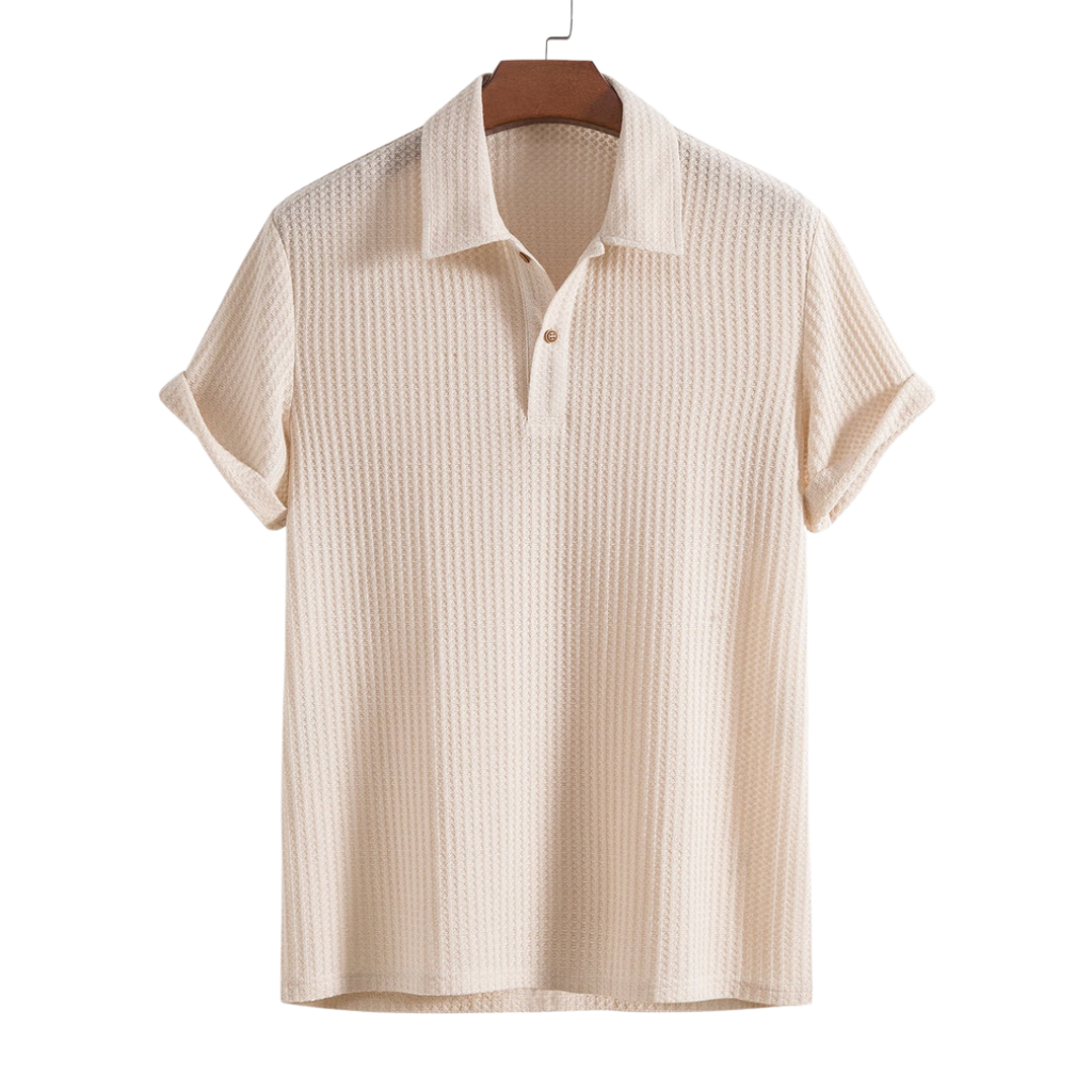 Strick-Poloshirt mit Waffelstruktur