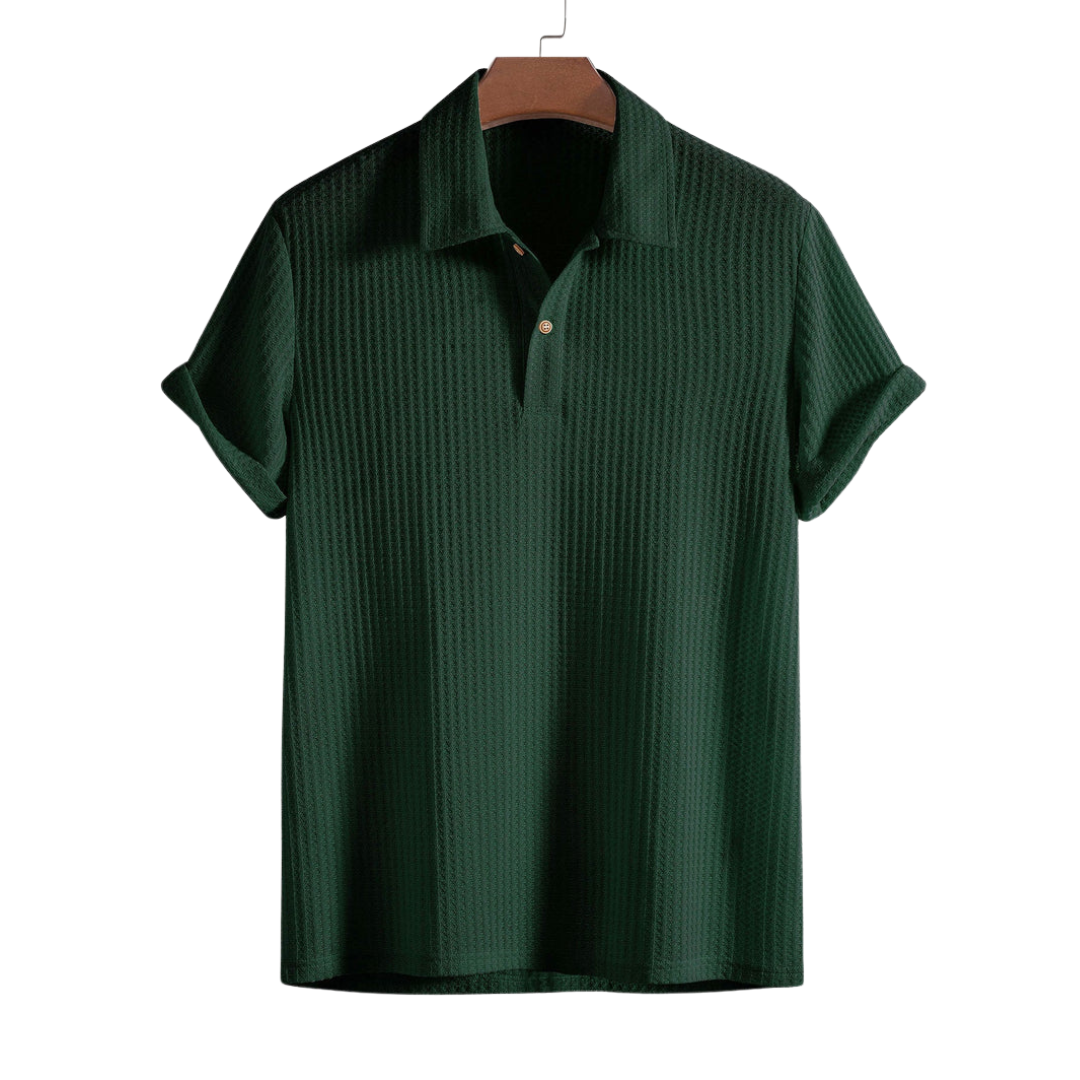 Strick-Poloshirt mit Waffelstruktur
